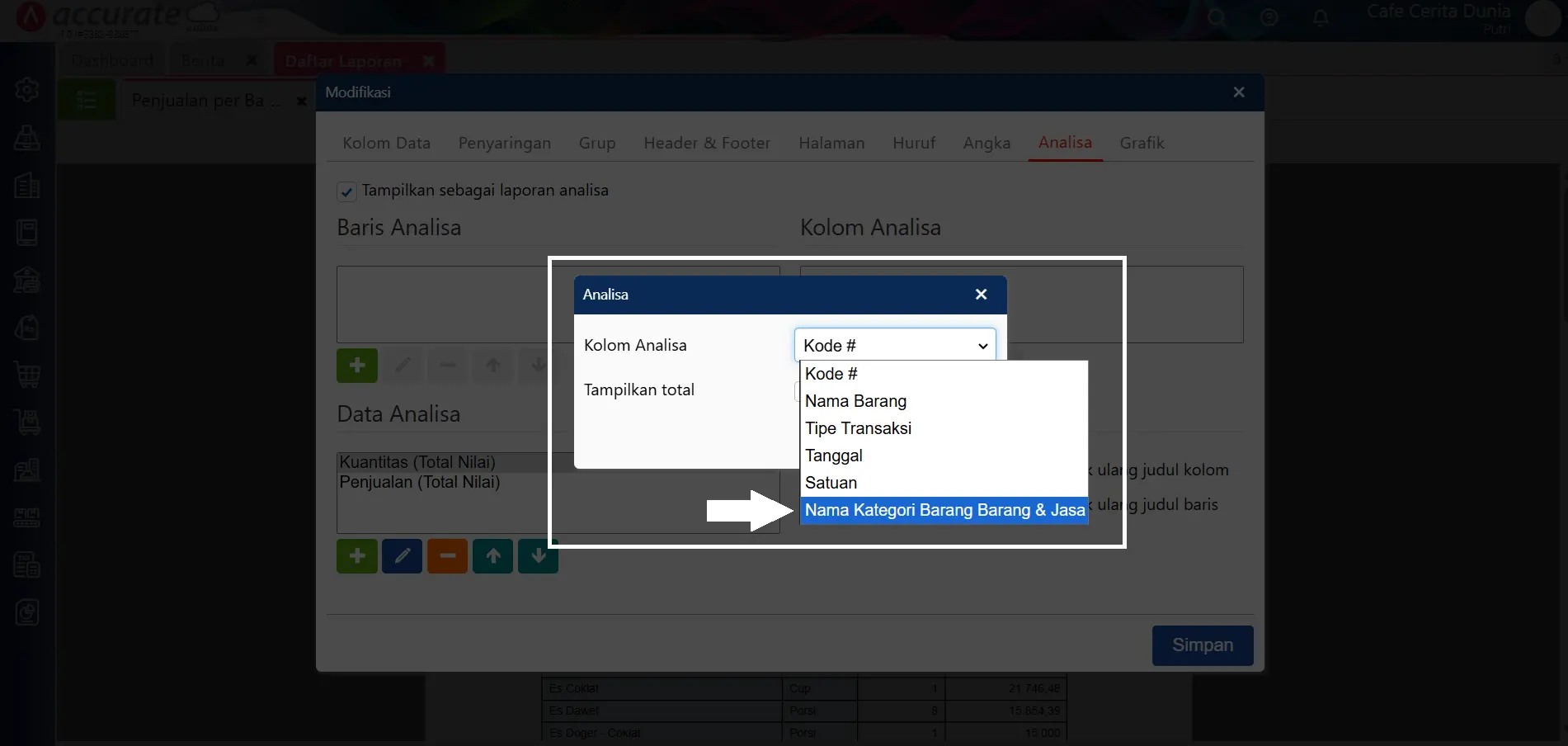 11 Membuat Laporan Penjualan Per Kategori Barang